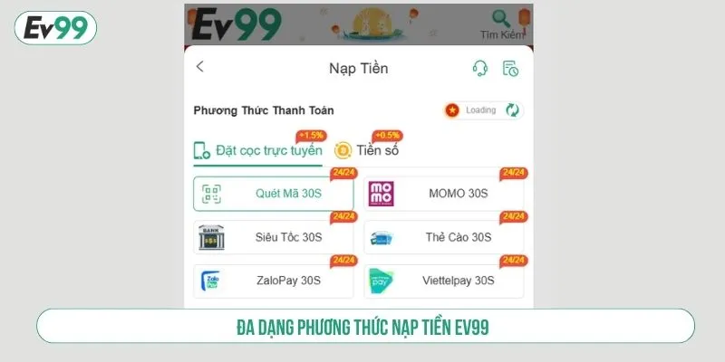 Cách Nạp Tiền EV99 Nhanh Nhận Bonus Hấp Dẫn Mỗi Ngày