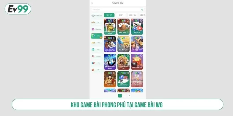 Game Bài WG Tại EV99 Với Kho Trò Chơi Bài Đa Dạng Nhất